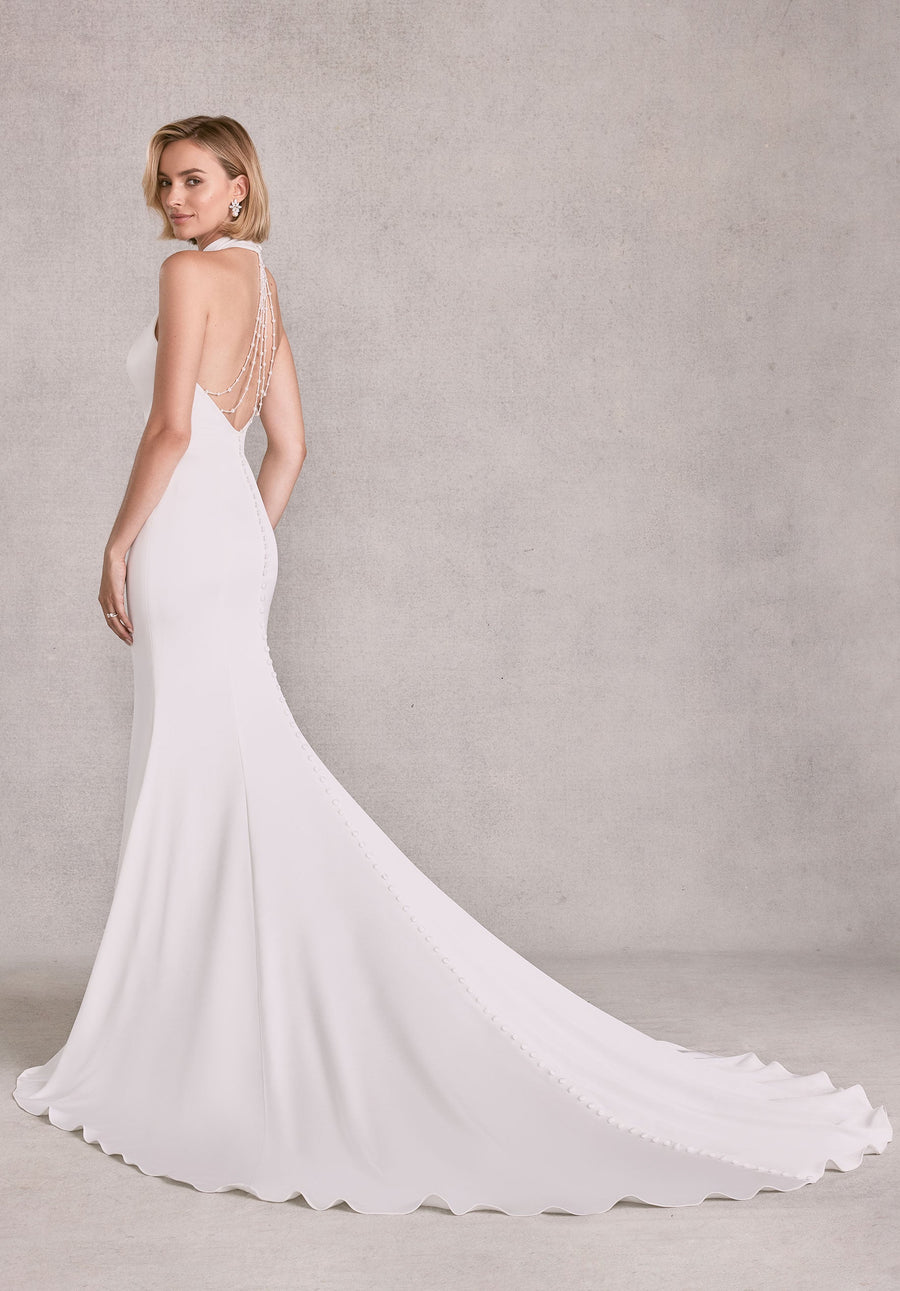 Wedding Dresses Simple Long Bridal Gown Beaded Wedding Dress Ivory