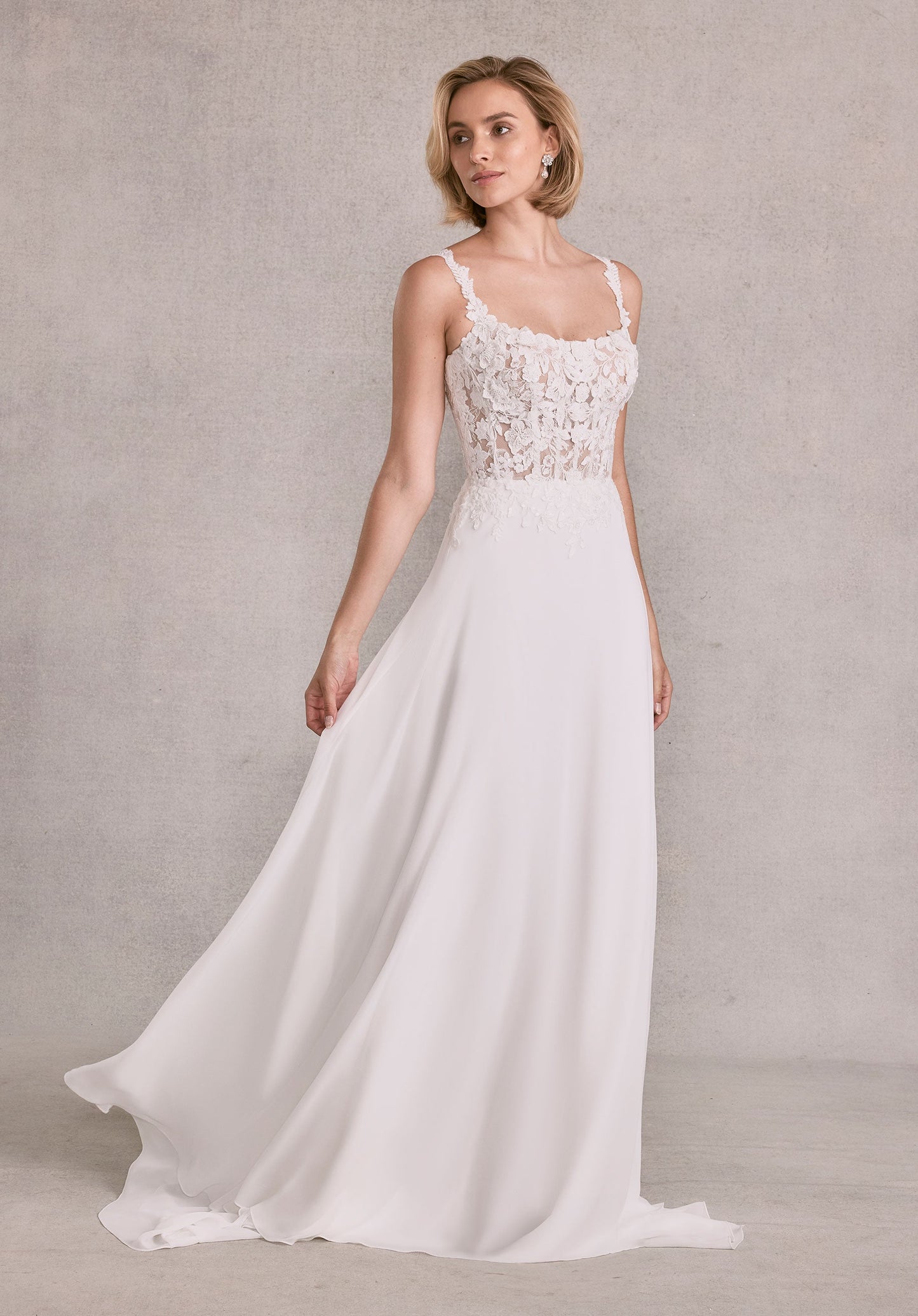 Wedding Dresses A Line Corset Long 3D Floral Applique Wedding Dress Ivory/Honey