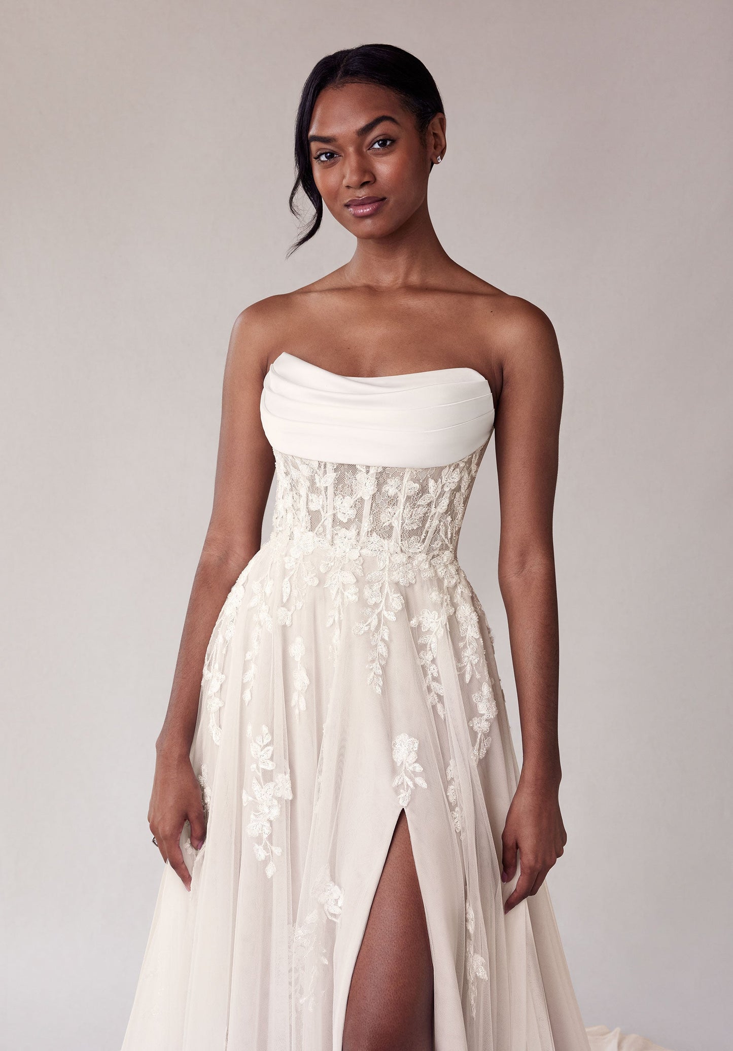 Wedding Dresses A Line Corset Lace Long Wedding Dress Ivory/Champagne