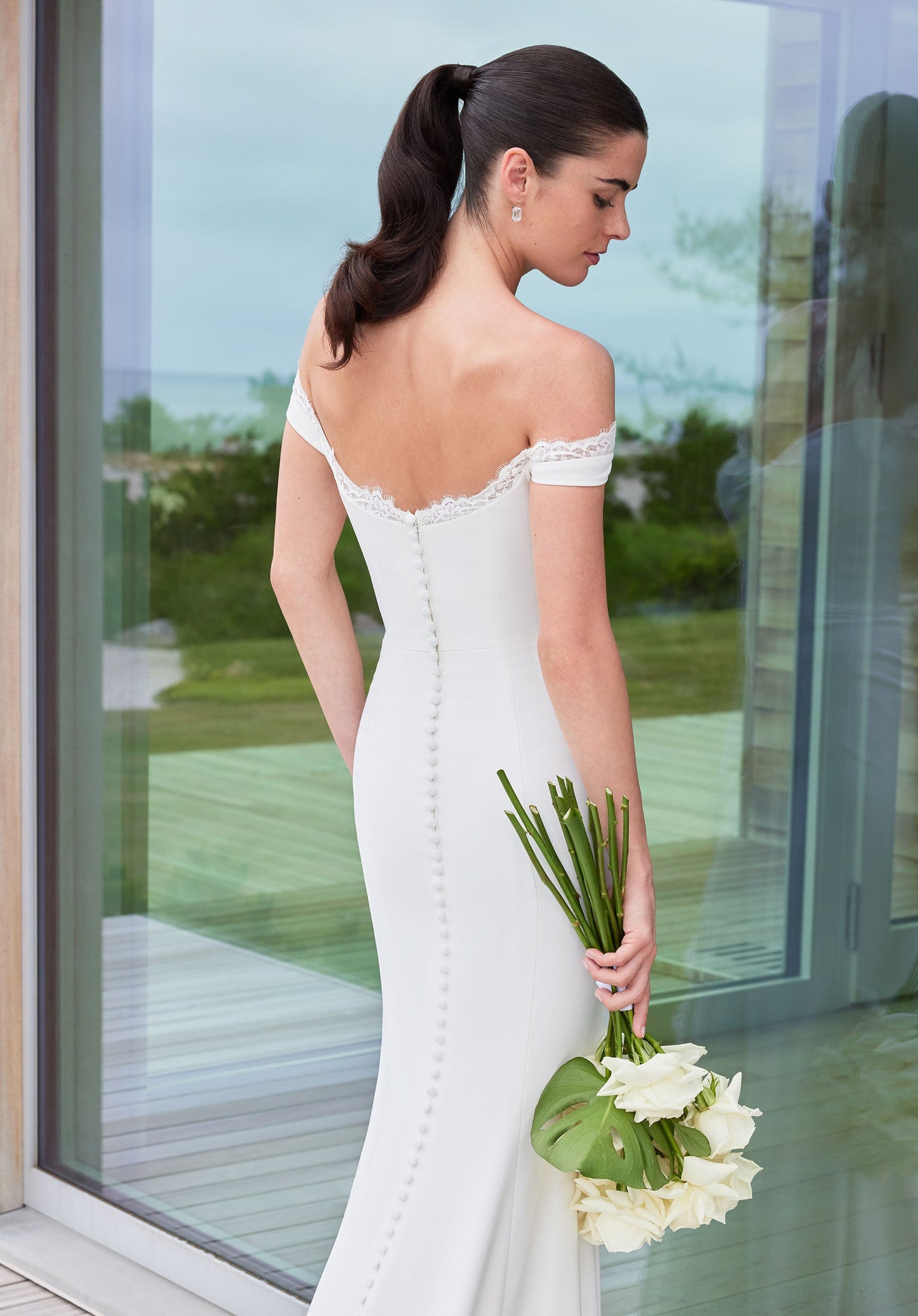 Wedding Dresses Fitted Slit Long Wedding Dress Ivory