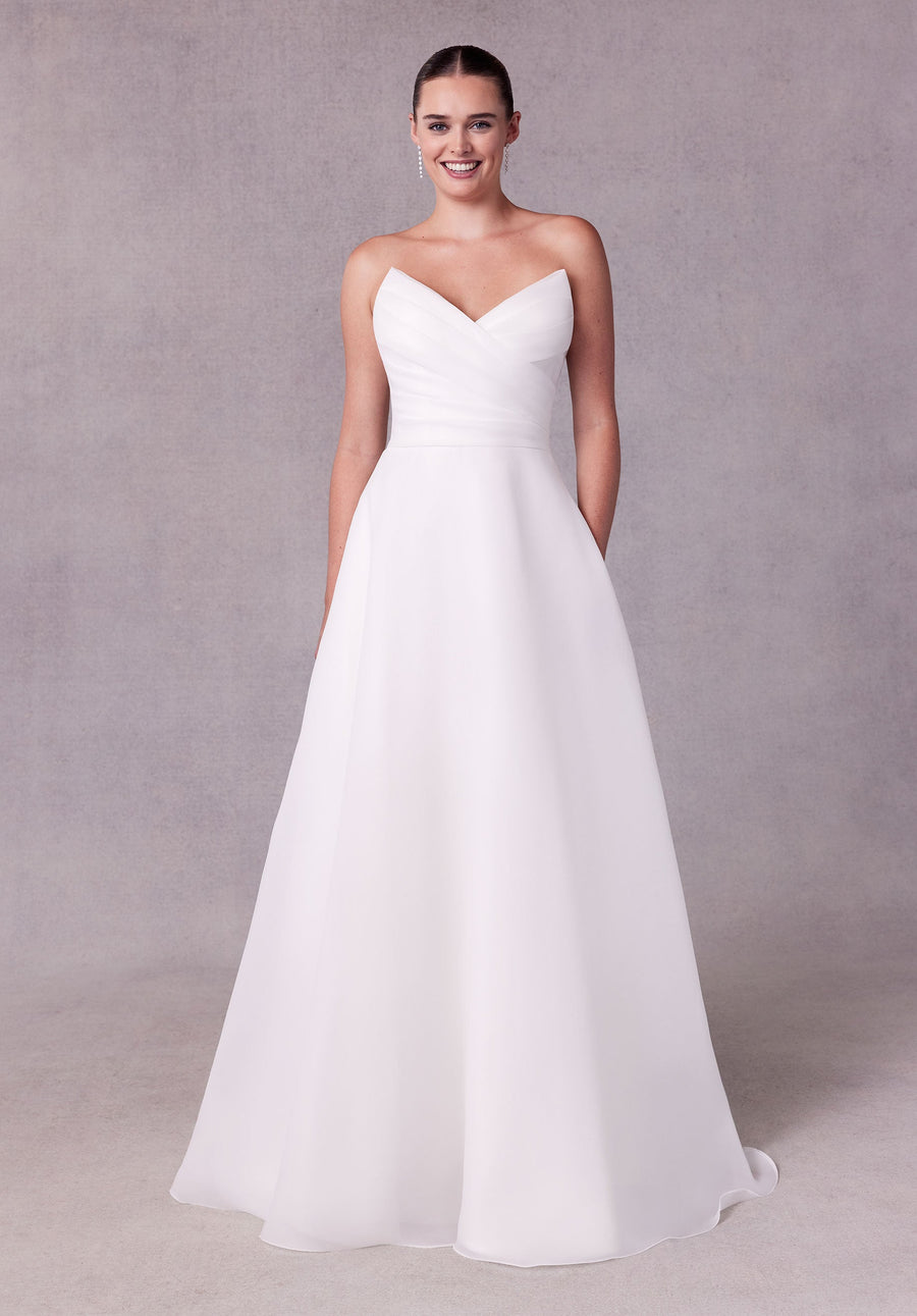 Wedding Dresses Simple A Line Long Wedding Dress Ivory