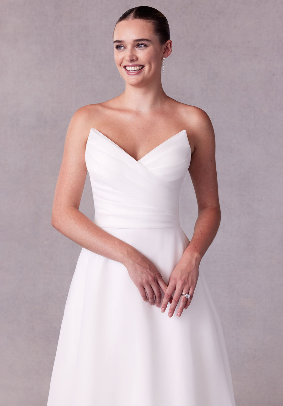 Wedding Dresses Simple A Line Long Wedding Dress Ivory