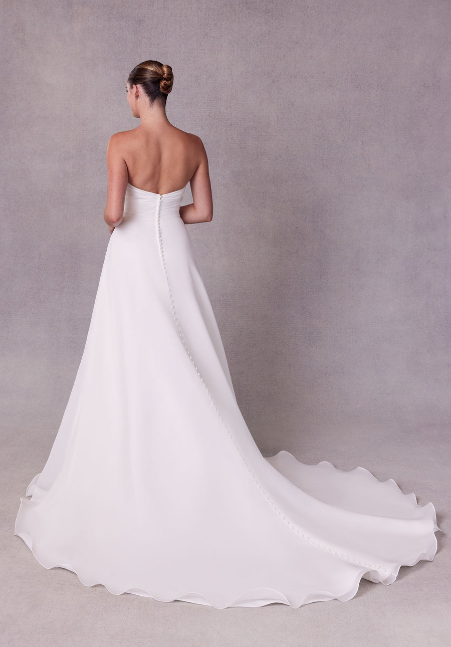 Wedding Dresses Simple A Line Long Wedding Dress Ivory