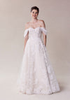 Wedding Dresses A Line Long Floral Applique Wedding Dress Ivory/Champagne/Honey