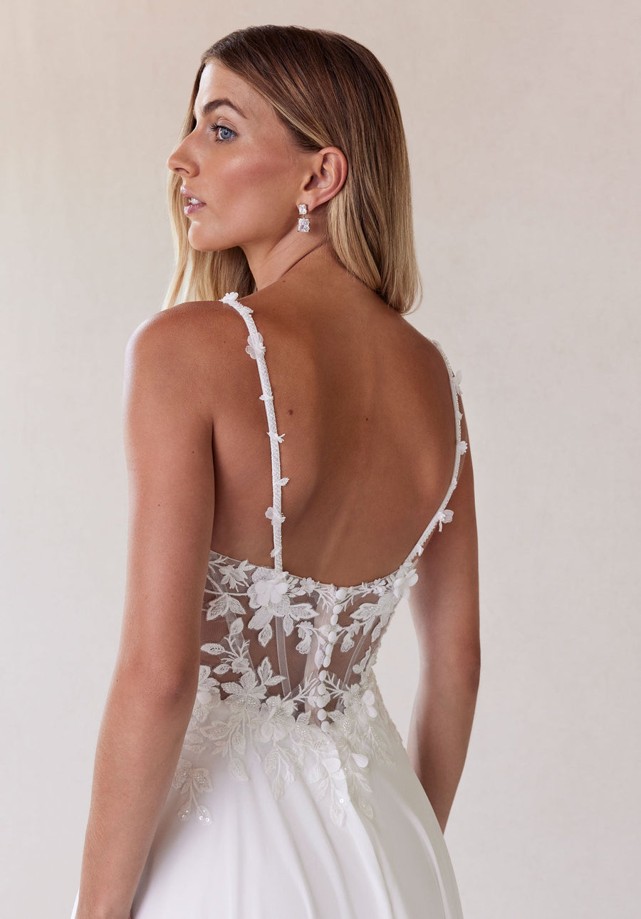 Wedding Dresses Long Beaded A Line Wedding Dress  Ivory/Sand/Honey