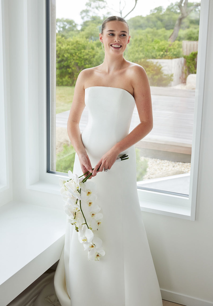 Wedding Dresses Simple Long Wedding Dress Ivory