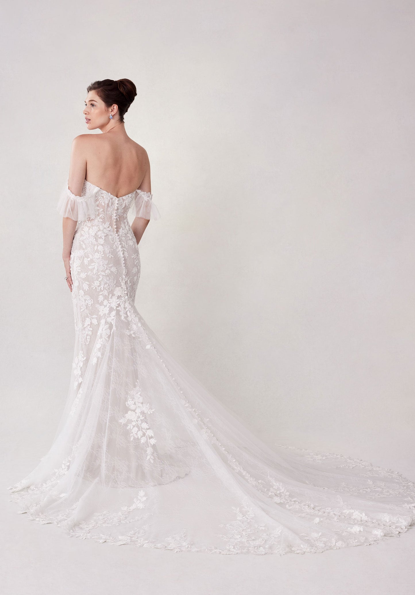 Wedding Dresses Long Beaded 3D Lace Wedding Dress Ivory/Cappucino/Honey