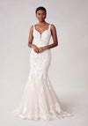 Wedding Dresses Simple Long Floral Lace Wedding Dress Ivory/Almond/Champagne/Honey