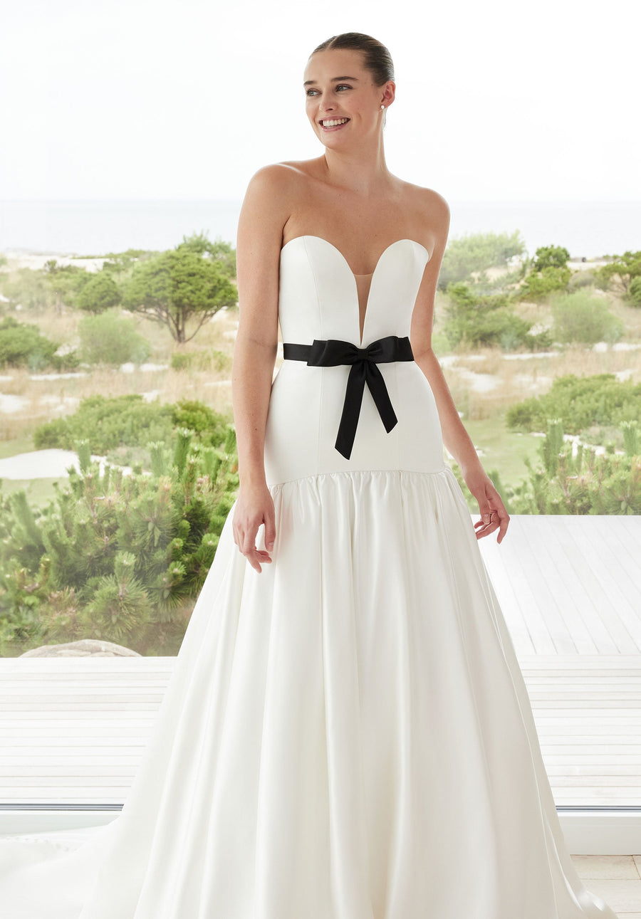 Wedding Dresses Long Simple Ball Gown Wedding Dress Ivory/Black