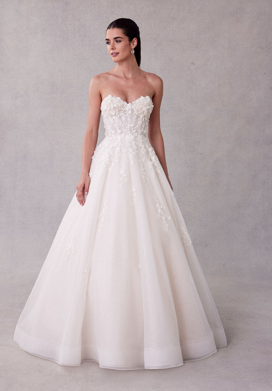 Wedding Dresses Long Glitter A Line Lace Wedding Dress Ivory/Champagne