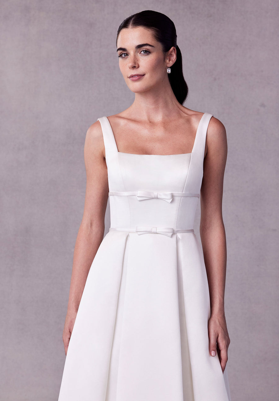 Wedding Dresses Pleated Long A Line Wedding Dress Ivory