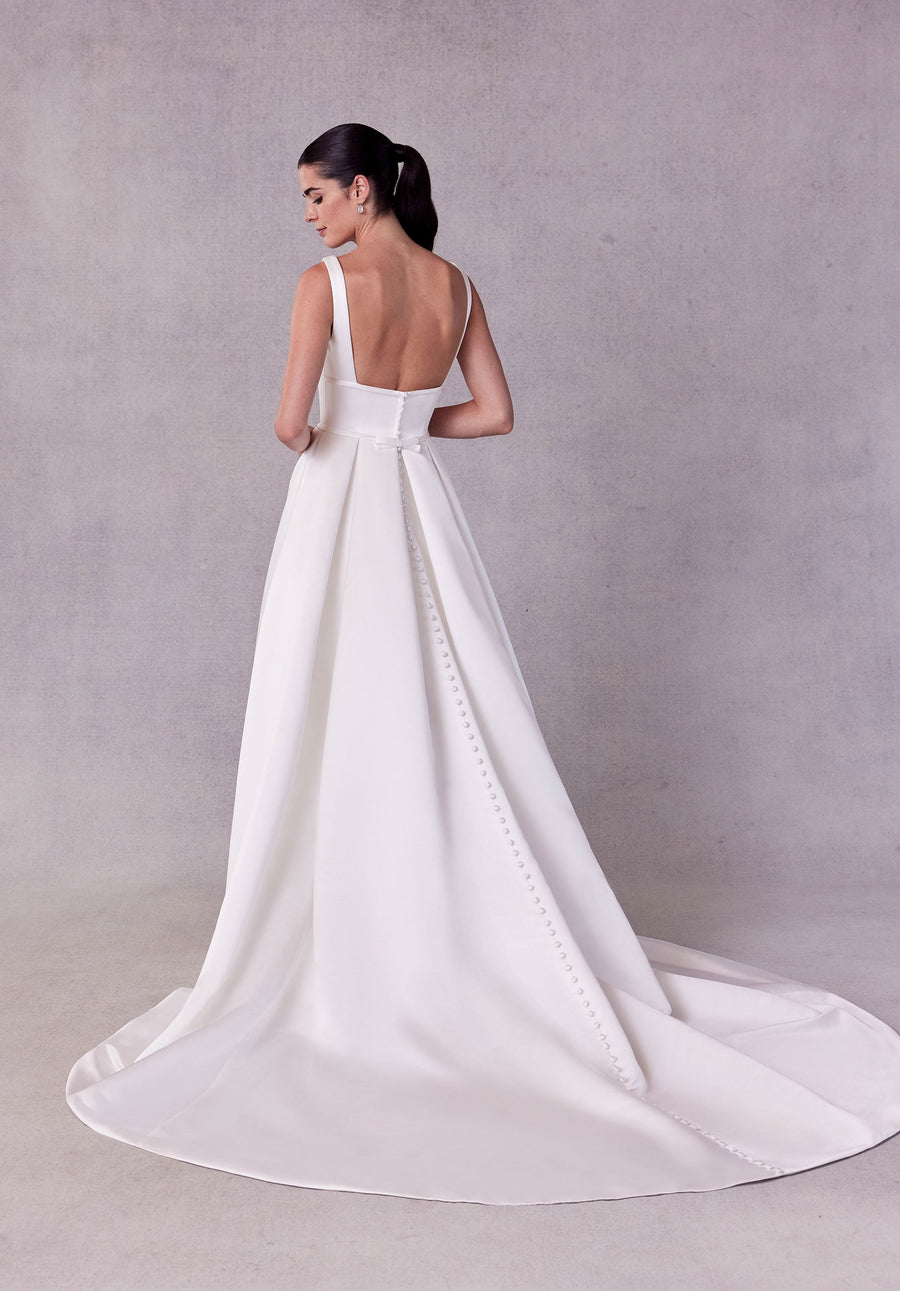 Wedding Dresses Pleated Long A Line Wedding Dress Ivory