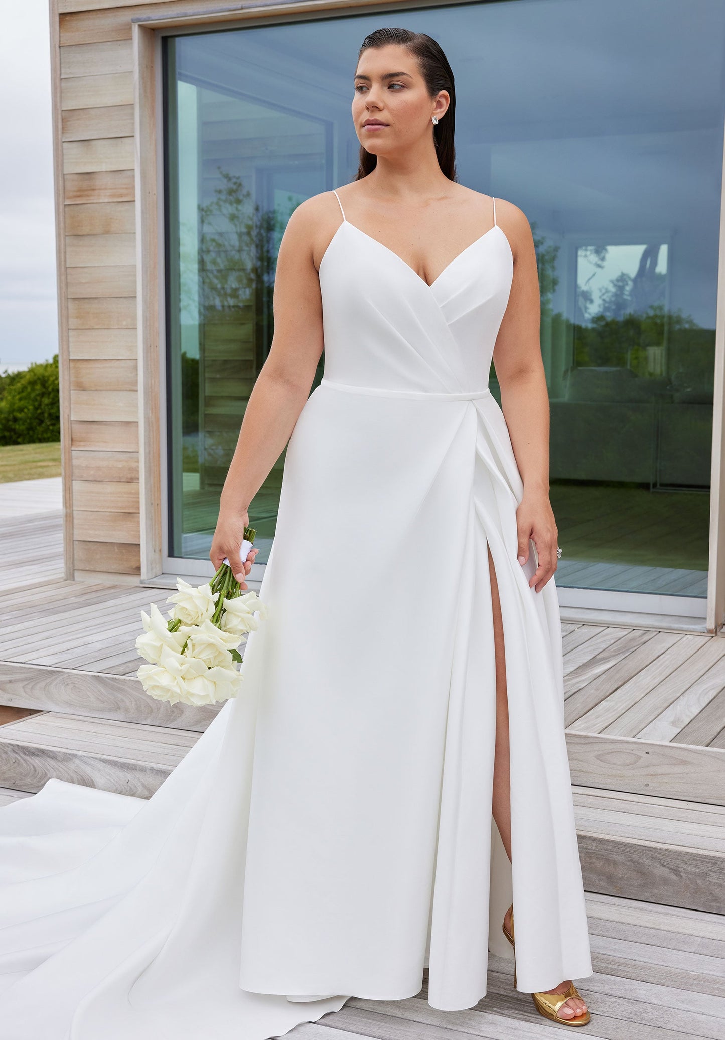 Wedding Dresses Simple Long Plus Size A Line Wedding Dress Ivory/Ivory
