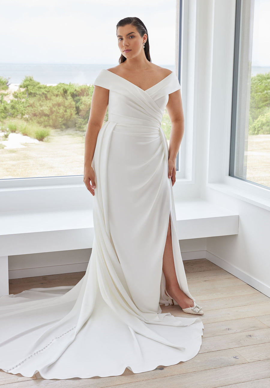 Wedding Dresses Simple A Line Long Plus Size Wedding Dress Ivory