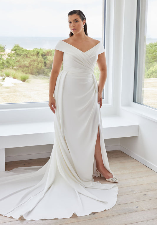 Wedding Dresses Simple A Line Long Plus Size Wedding Dress Ivory