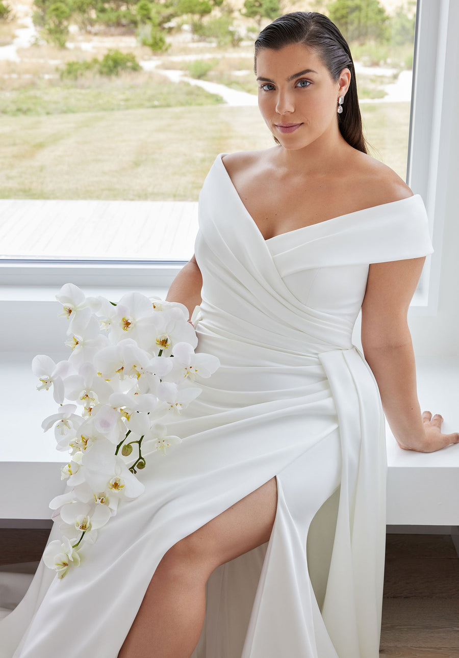 Wedding Dresses Simple A Line Long Plus Size Wedding Dress Ivory