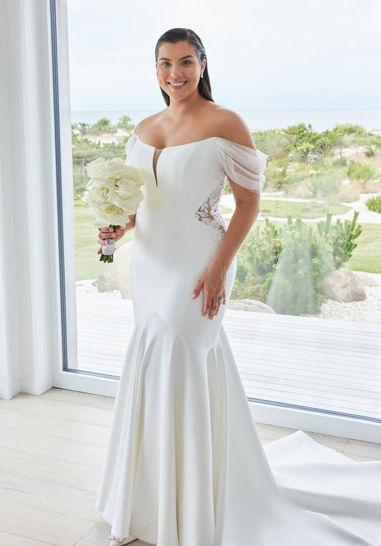 Wedding Dresses Plus Size Long Mermaid Wedding Dress Ivory/Ivory/Honey