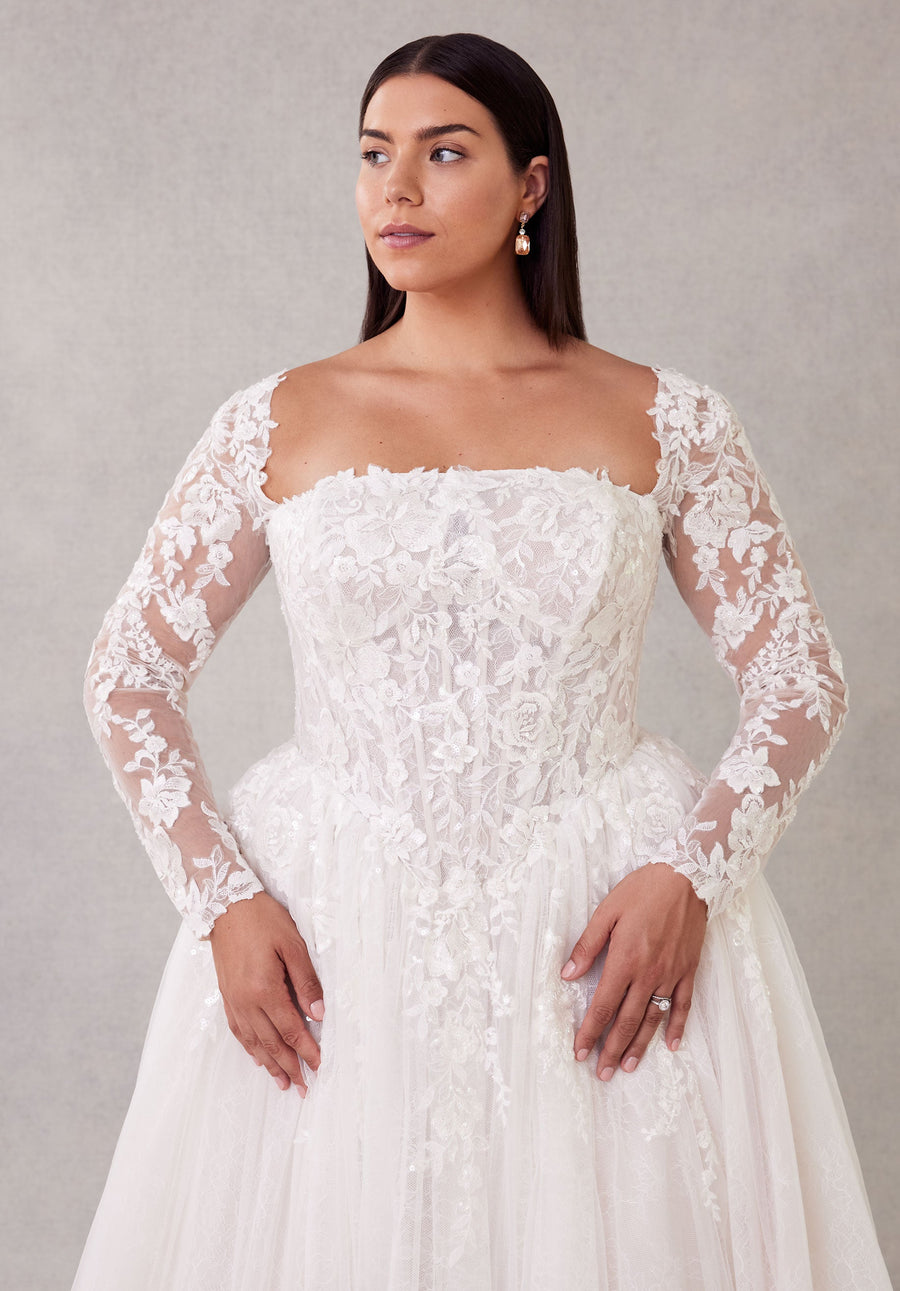 Wedding Dresses Long Ball Gown Plus Size Lace Wedding Dress Ivory/Sand/Honey