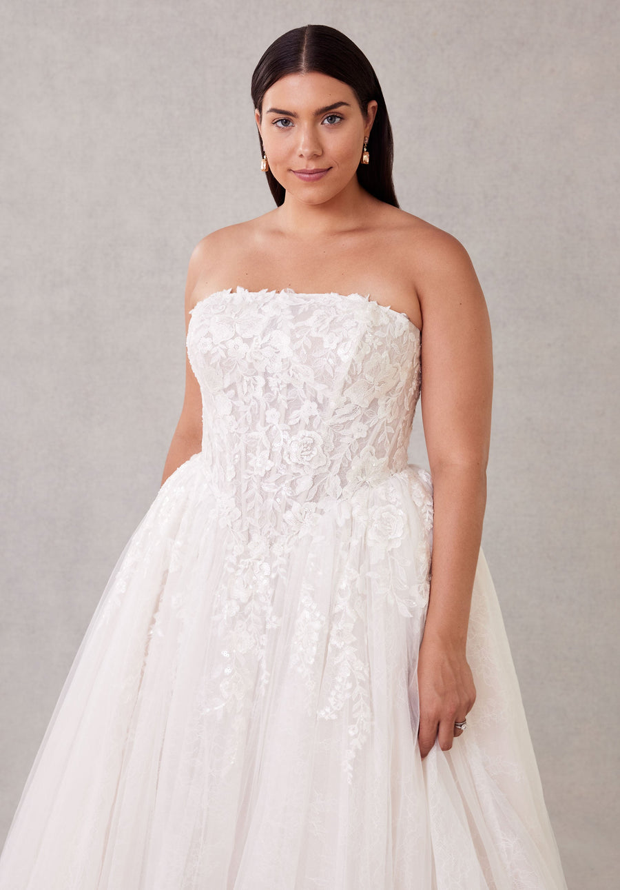 Wedding Dresses Long Ball Gown Plus Size Lace Wedding Dress Ivory/Sand/Honey