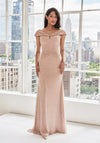 Formal Dresses A Line Long Metallic Formal Dress Rose Gold