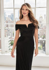 Formal Dresses A Line Long Metallic Formal Dress Black