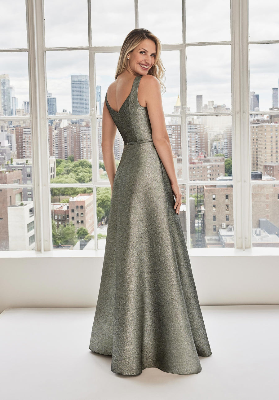 Prom Dresses A Line Metallic Formal Dress Pewter