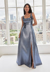 Prom Dresses A Line Metallic Formal Dress Slate