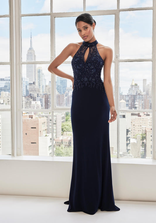 Prom Dresses Long Formal Beaded Prom Dress Navy