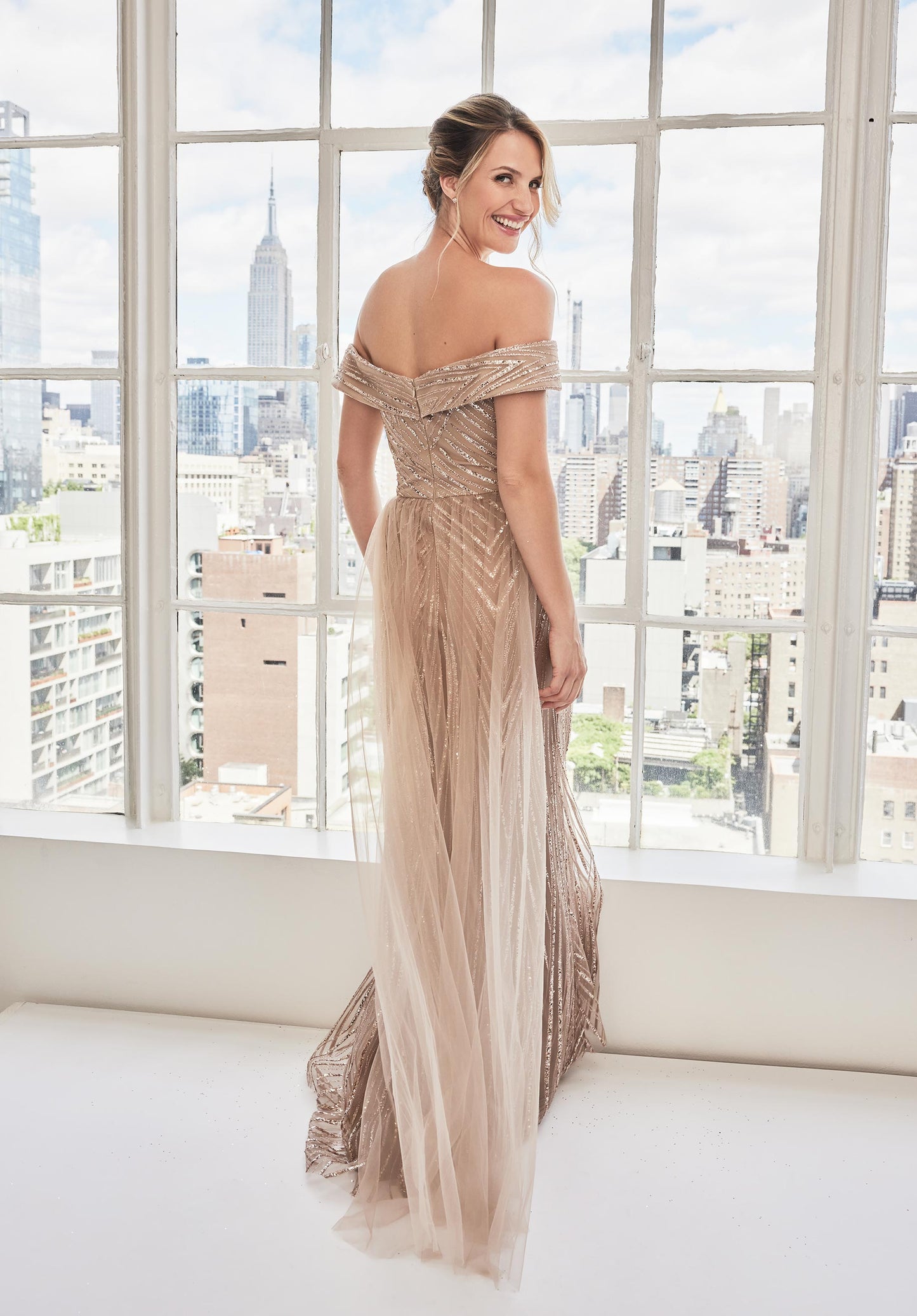 Prom Dresses Long Formal Sequin Beaded Evening Dress Rose Gold