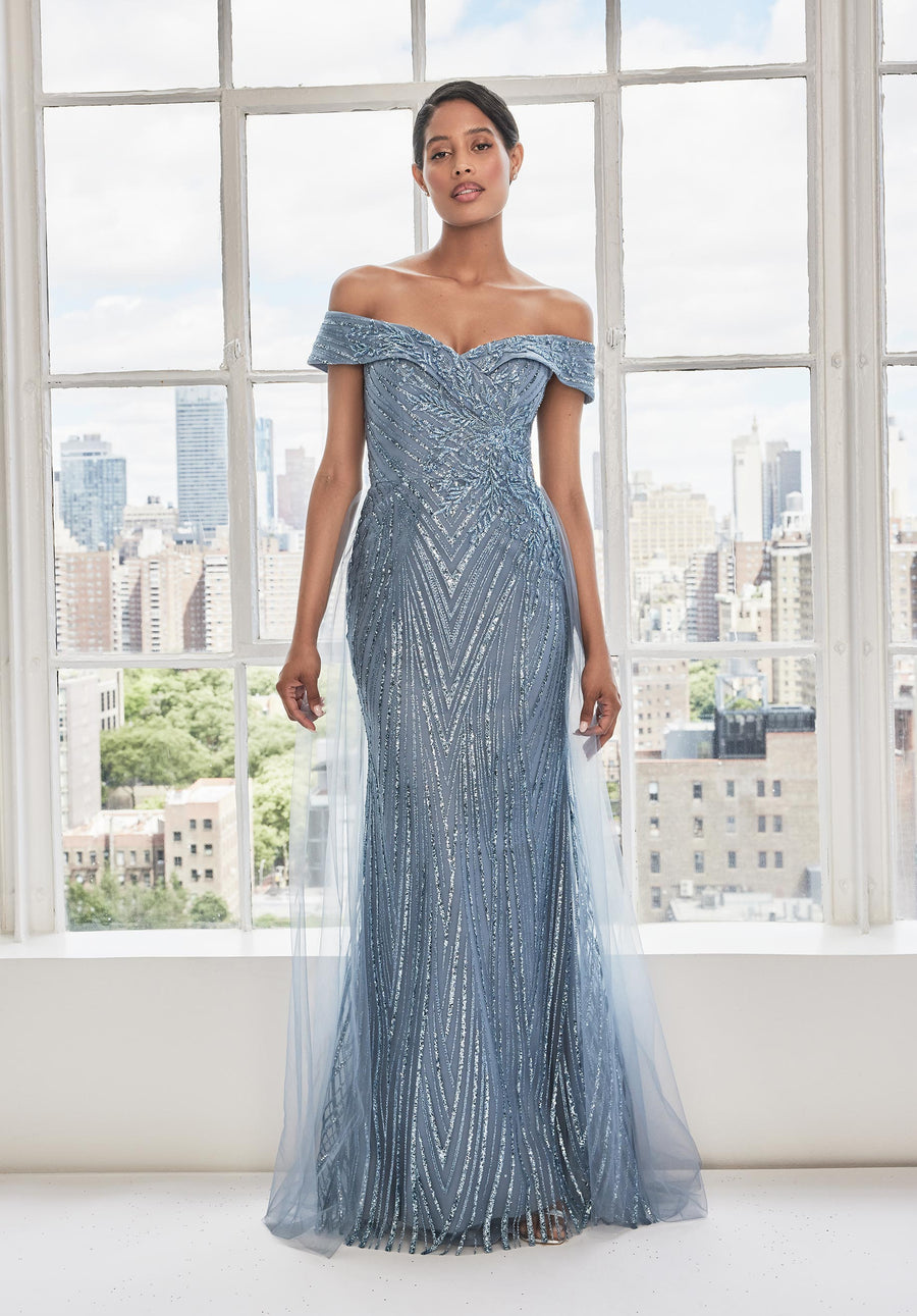 Prom Dresses Long Formal Sequin Beaded Evening Dress Slate