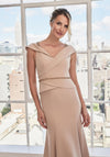 Formal Dresses Long Formal Peplum Beaded Dress Taupe