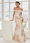 Formal Dresses Long Metallic Floral Print Formal Dress Champagne