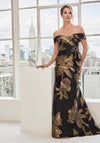 Formal Dresses Long Metallic Floral Print Formal Dress Black/Multi