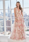 Formal Dresses Long Formal A Line Floral Evening Dress Blush/Multi