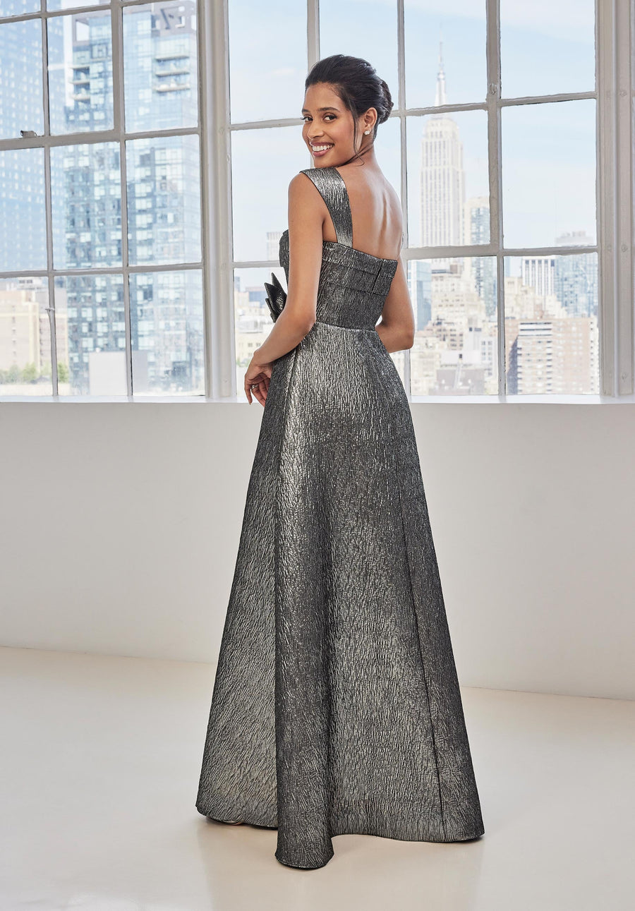 Formal Dresses A Line Long Formal Metallic Dress Gunmetal