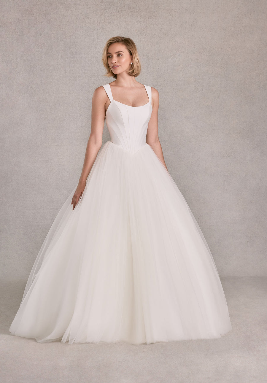 Wedding Dresses Simple Long Ball Gown Corset Wedding Dress Ivory