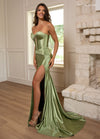 Prom Dresses Long Formal Fitted Slit Prom Dress Sage