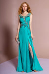 Prom Formal Dress Cap Sleeve Evening Long Gown - The Dress Outlet Elizabeth K