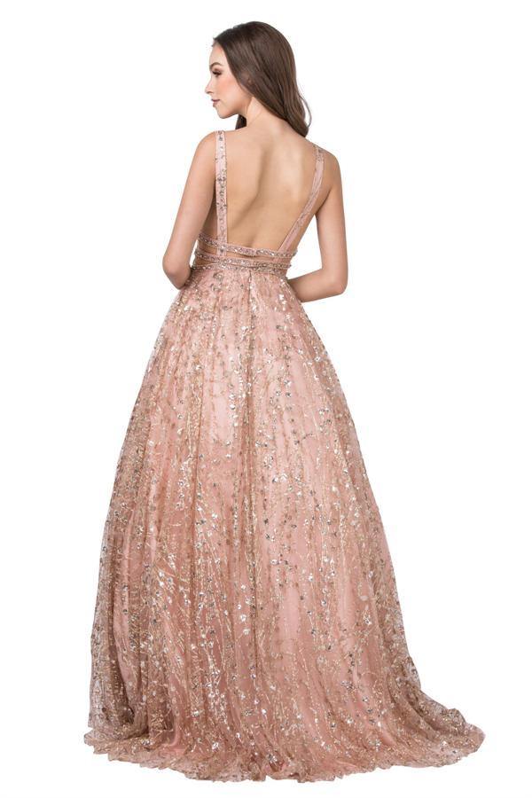 Prom Long Beaded Formal Glitter Dress - The Dress Outlet