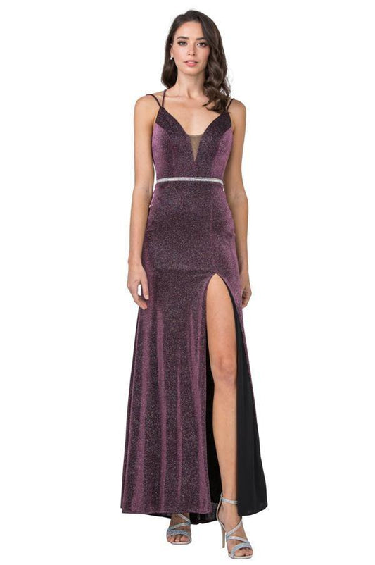 Prom Long Formal Fitted Sheath Glitter Dress - The Dress Outlet