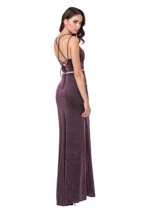 Prom Long Formal Fitted Sheath Glitter Dress - The Dress Outlet