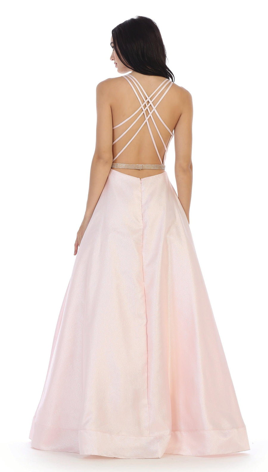 Prom Long Formal Metallic Satin Dress - The Dress Outlet