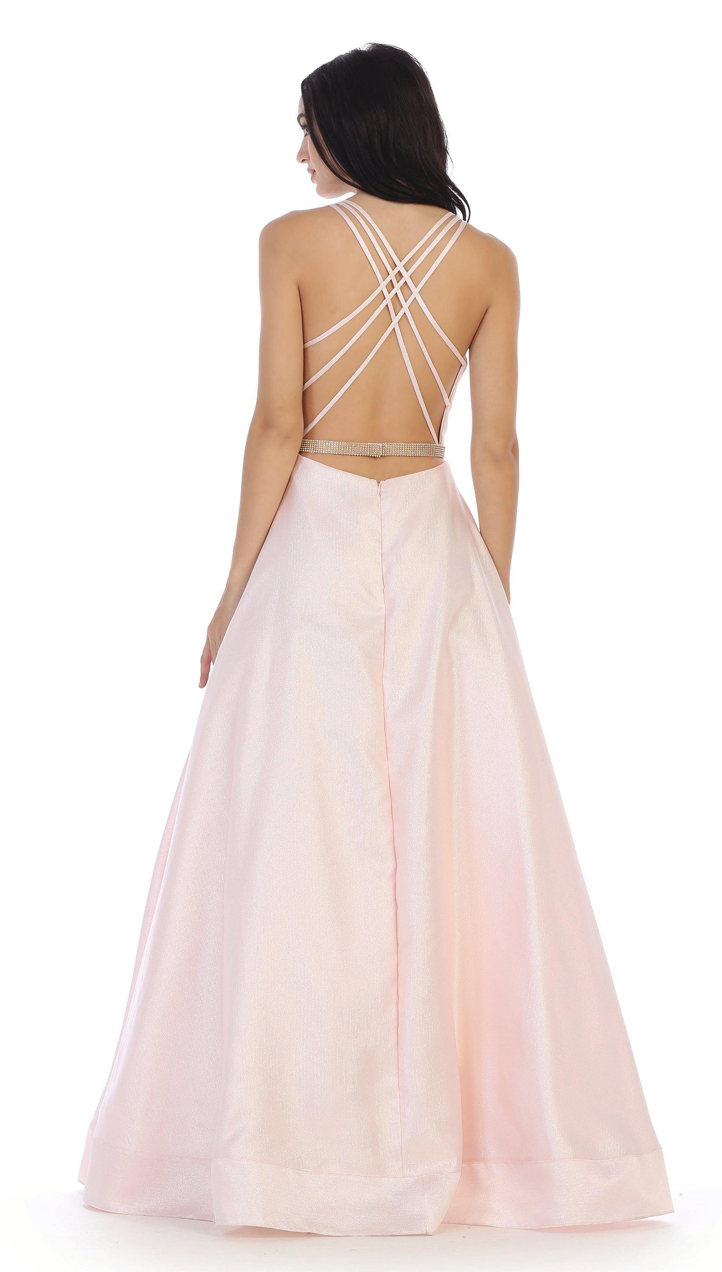 Prom Long Formal Metallic Satin Dress - The Dress Outlet