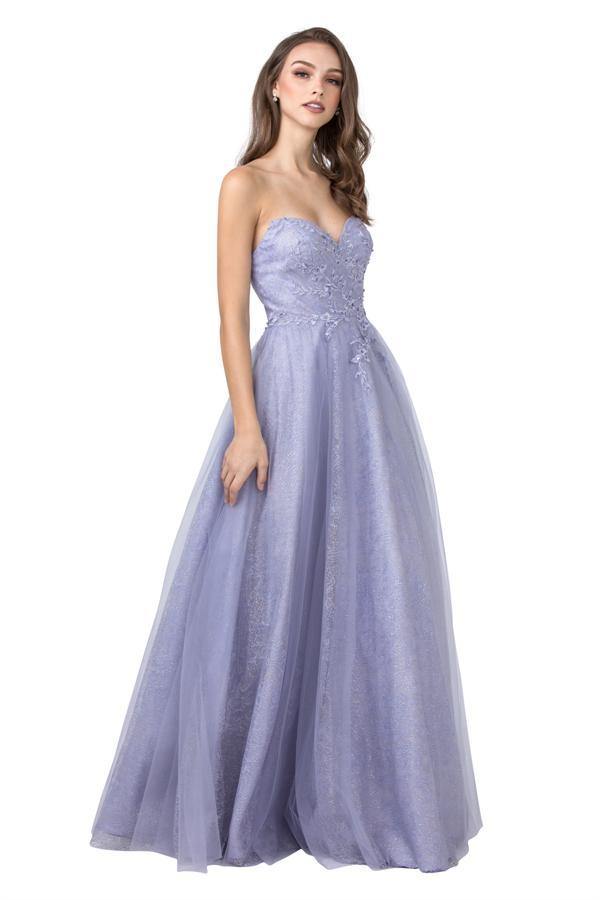 Prom Long Formal Strapless Glitter Evening Gown - The Dress Outlet