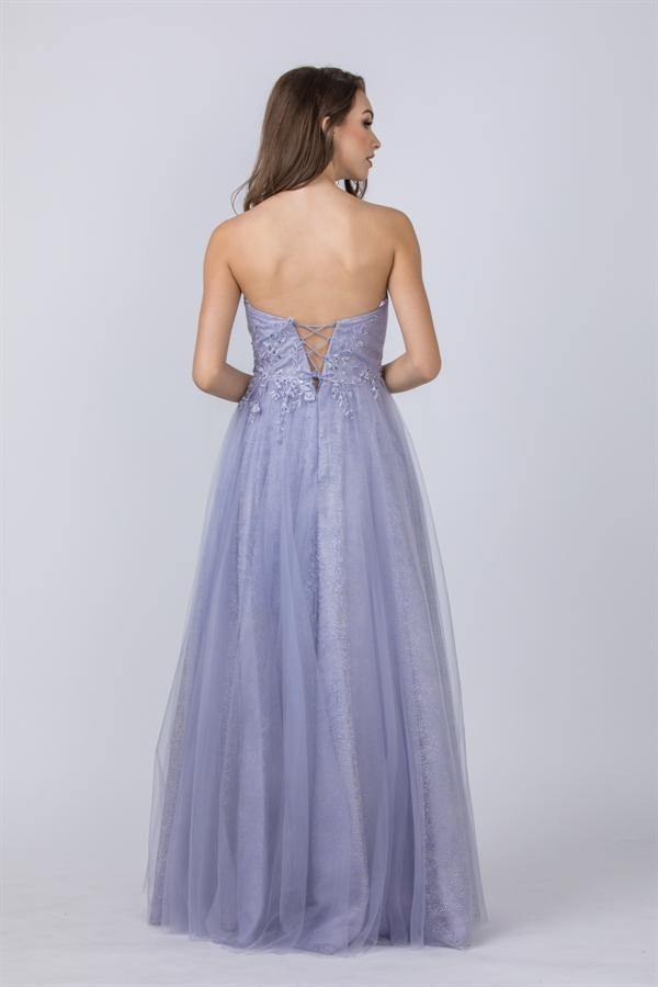 Prom Long Formal Strapless Glitter Evening Gown - The Dress Outlet