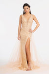 Prom Long Sleeveless Formal Mesh Mermaid Gown - The Dress Outlet