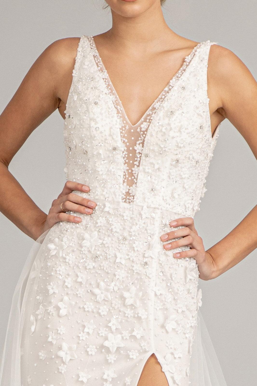 Prom Long Sleeveless Formal Mesh Mermaid Gown - The Dress Outlet