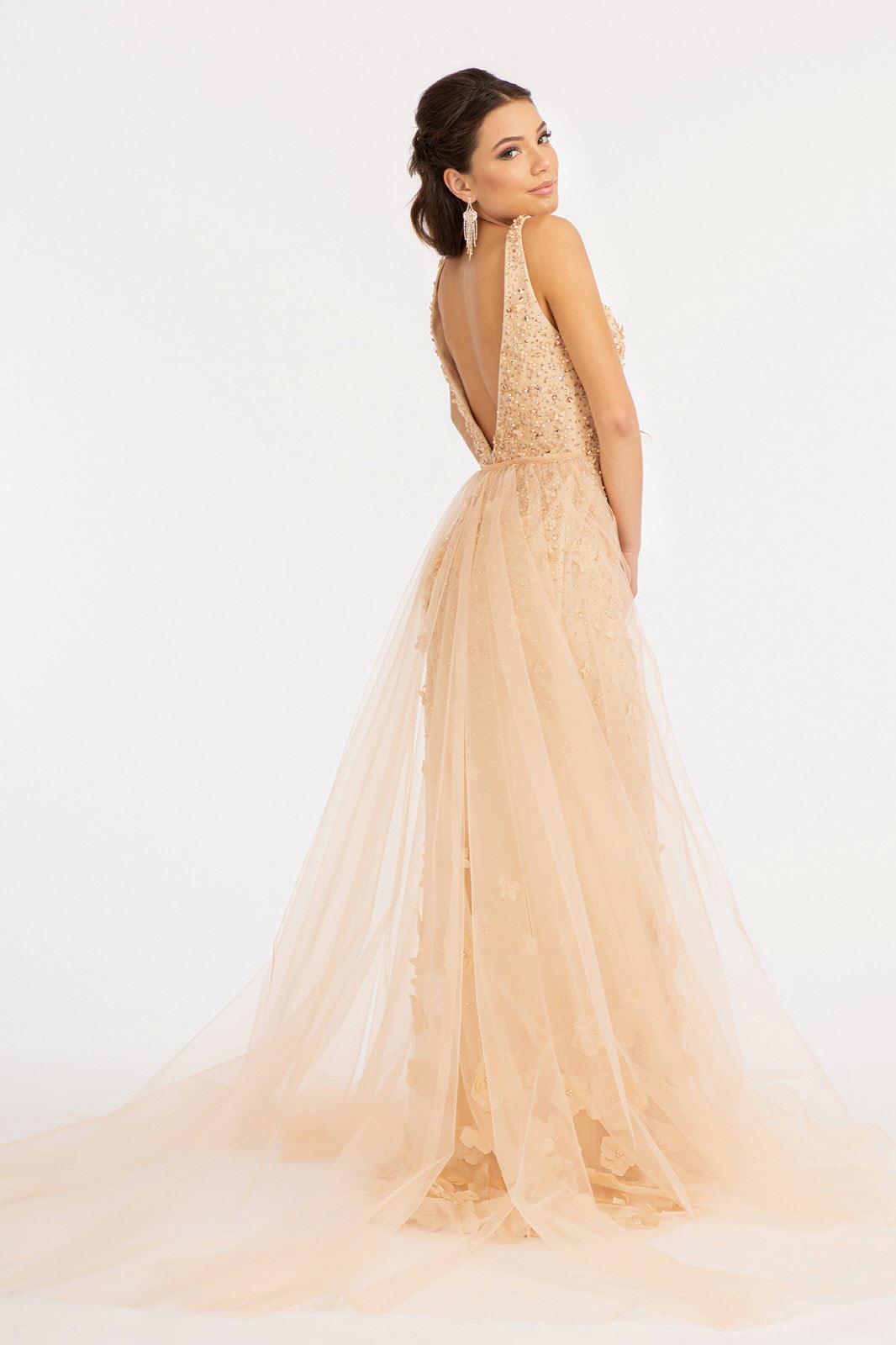 Prom Long Sleeveless Formal Mesh Mermaid Gown - The Dress Outlet