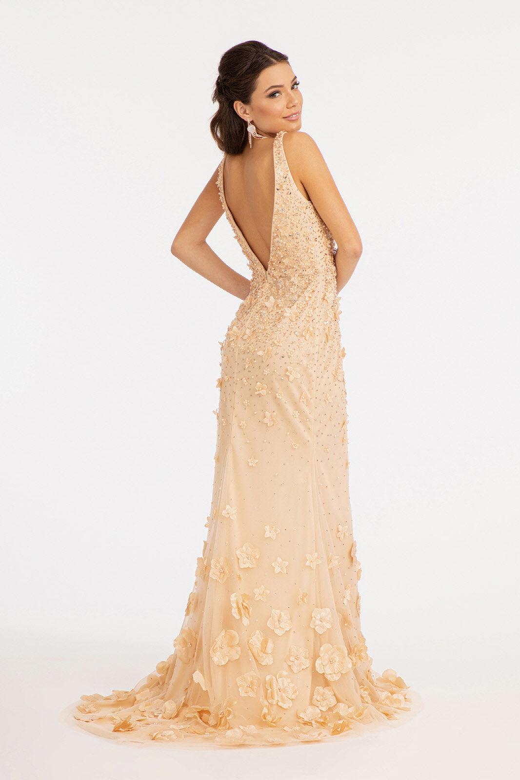 Prom Long Sleeveless Formal Mesh Mermaid Gown - The Dress Outlet