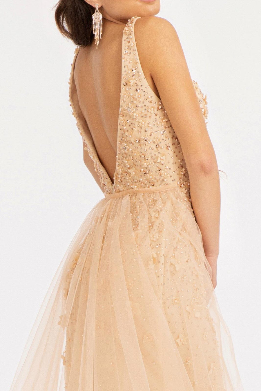 Prom Long Sleeveless Formal Mesh Mermaid Gown - The Dress Outlet